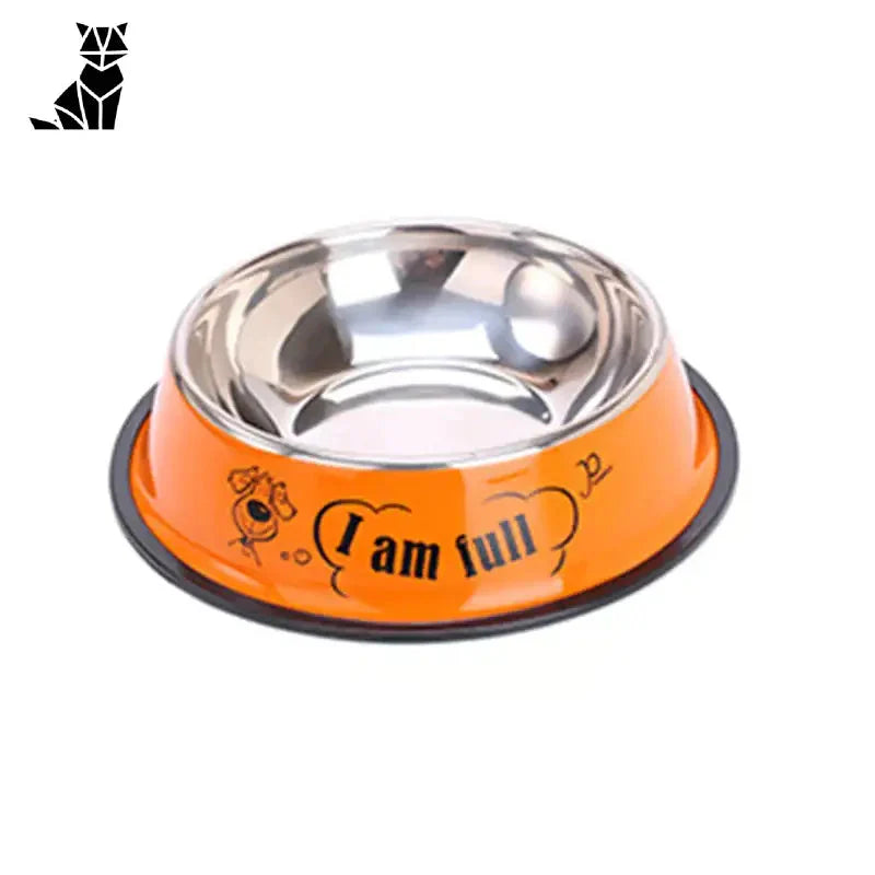 Gamelle personnalisée en acier inoxydable durable avec logo noir et blanc sur bol orange